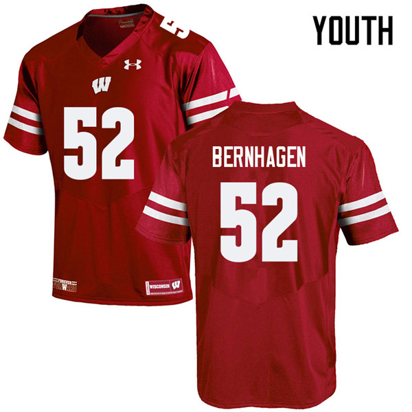Wisconsin Badgers Youth #52 Josh Bernhagen NCAA Under Armour Authentic Red College Stitched Football Jersey ND40I01TA